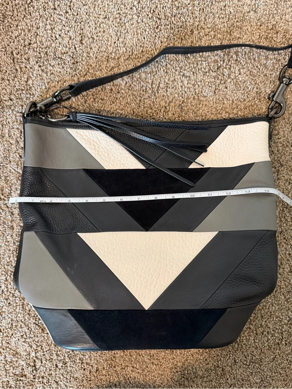 COACH PATCHWORK 1941 ARCHIVE DUFFLE No. 38782 BLACK & WHITE & GREY LEATHER RARE